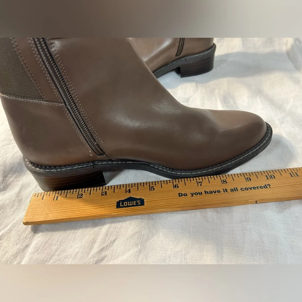 Brown Knee-High Zipped Boots - Picture 12 of 16